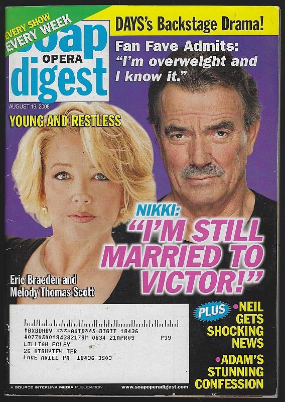 Image for SOAP OPERA DIGEST AUGUST 19, 2008