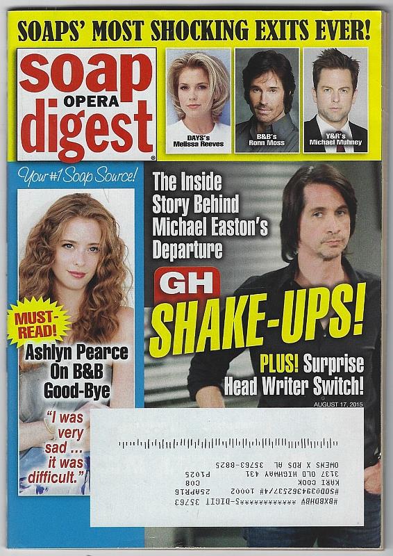 Image for SOAP OPERA DIGEST AUGUST 17, 2015