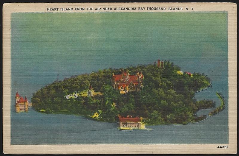 Postcard - Heart Island, from the Air Near Alexandria Bay, Thousand Islands, New York