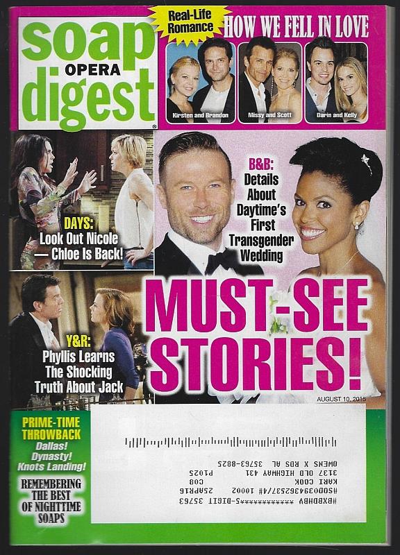 Image for SOAP OPERA DIGEST AUGUST 10, 2015