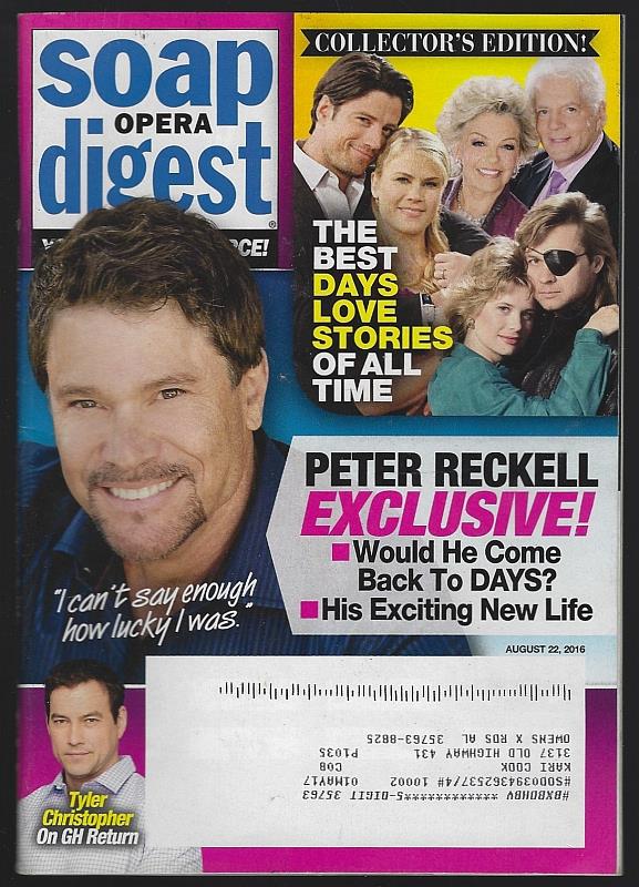 Image for SOAP OPERA DIGEST AUGUST 22, 2016