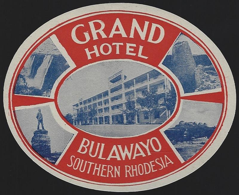 Image for VINTAGE LUGGAGE LABEL FOR GRAND HOTEL, BULAWAYO, SOUTHERN RHODESIA