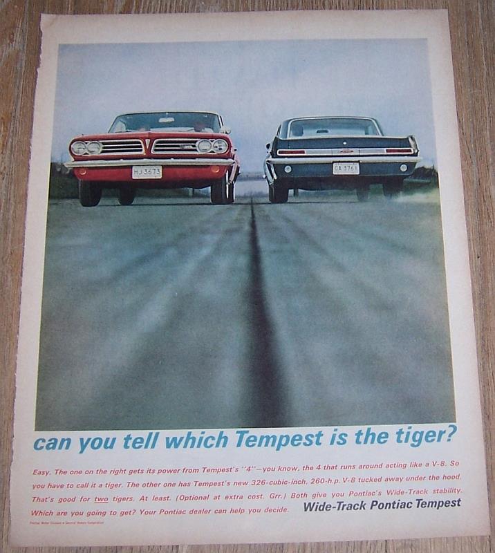 Advertisement - 1963 Wide Track Pontiac Tempest Saturday Evening Post Magazine Advertisement