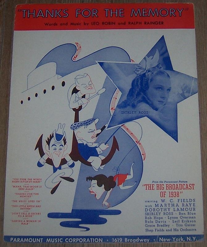 Sheet Music - Thanks for the Memory