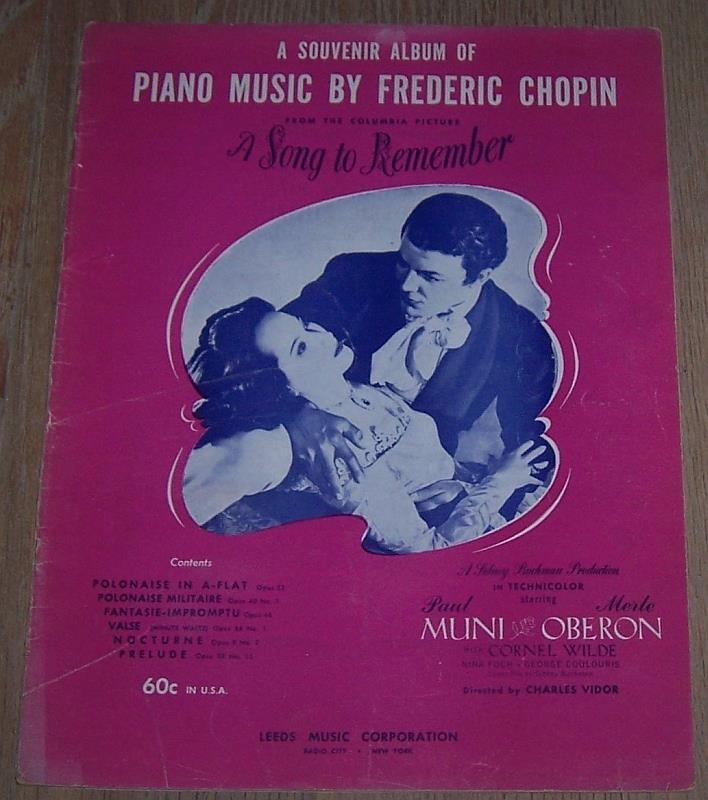 Sheet Music - Souvenir Album of Piano Music By Frederic Chopin from the Columbia Picture a Song to Remember