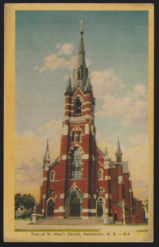Postcard - View of St. Mary's Church, Manchester, New Hampshire