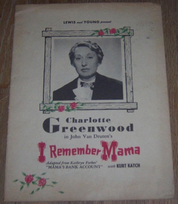 Program - I Remember Mama Souvenir Program