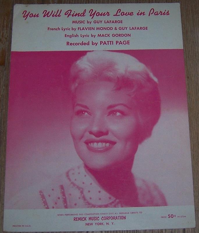 Sheet Music - You Will Find Your Love in Paris