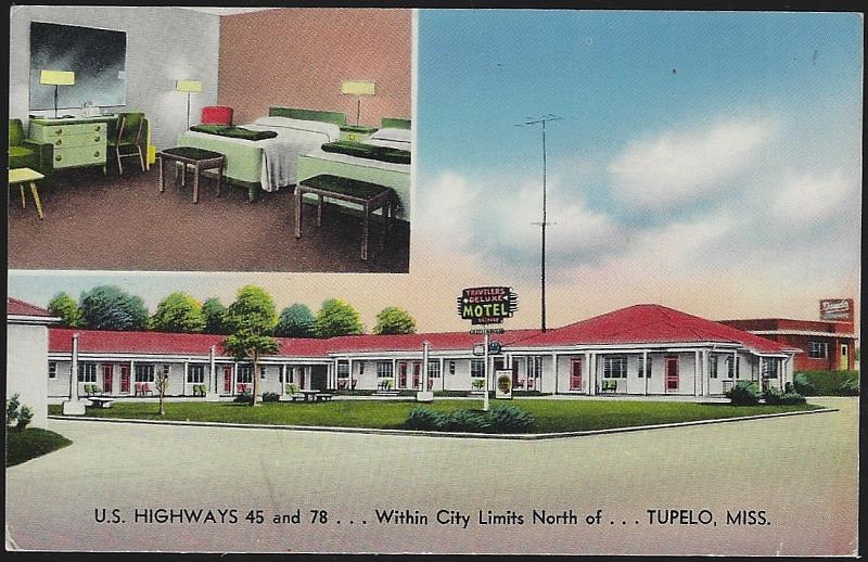 Postcard - Travelers Motel, Tupelo, Mississippi