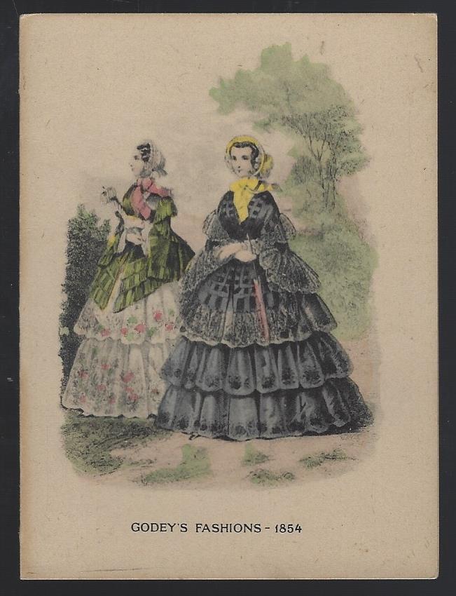 Ephemera - Blank Note Card Godey's Fashions 1854