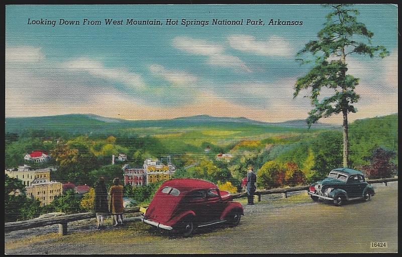 Postcard - Looking Down from West Mountain, Hot Springs National Park, Arkansas