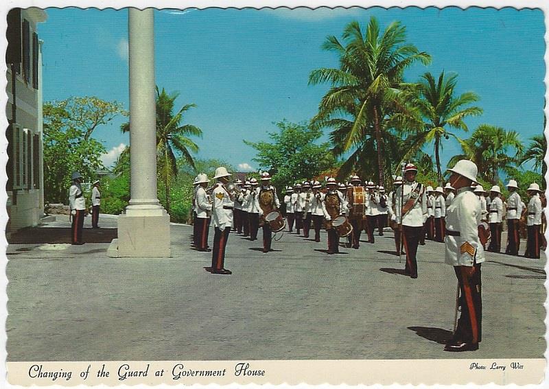 Postcard - Changing of the Guard at Government House, Nassau, Bahamas