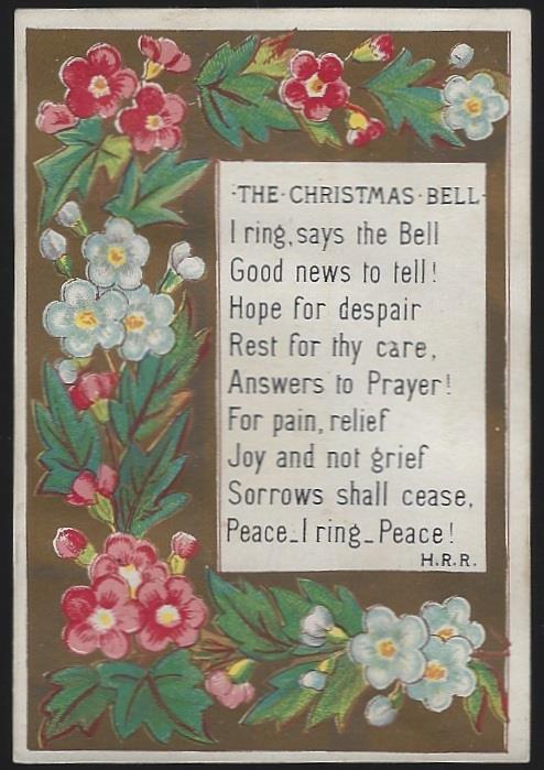 Christmas - Christmas Card, the Christmas Bell Poem and Flowers