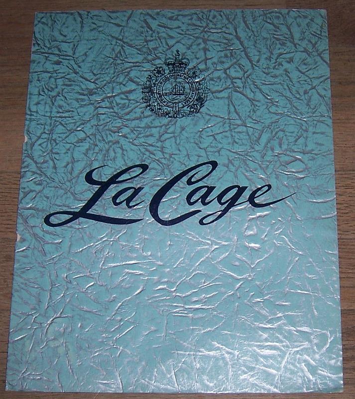 Advertisement - Menu la Cage, the British Colonial, Nassau, Bahamas