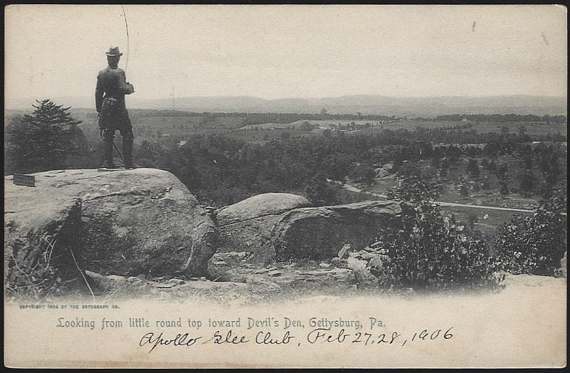 Postcard - Looking from Little Round Top Toward Devil's Den, Gettysburg, Pennsylvania
