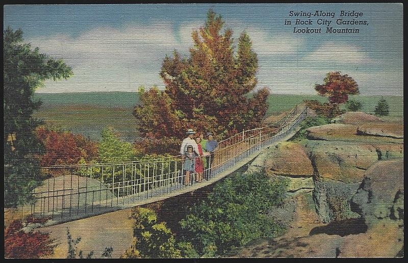 Postcard - Swing Along Bridge, Rock City Gardens, Tennessee