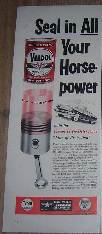 Advertisement - 1953 Veedol Motor Oil Magazine Advertisment