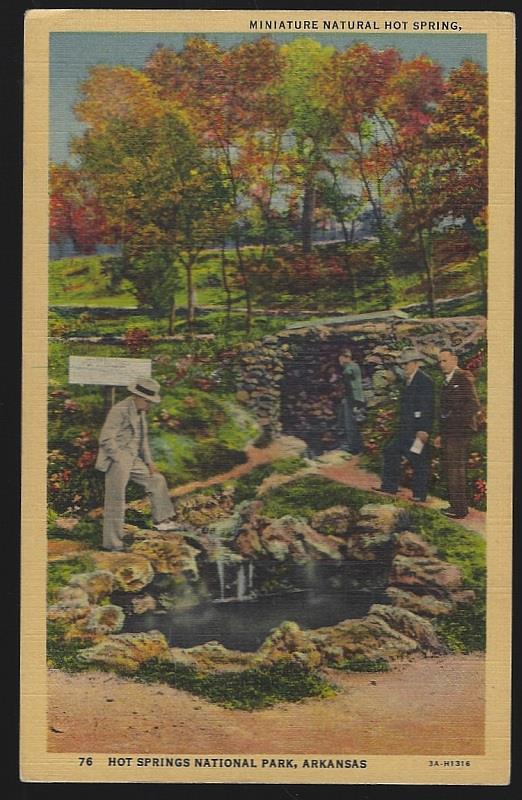 Postcard - Miniature Natural Hot Spring, Hot Springs National Park, Arkansas