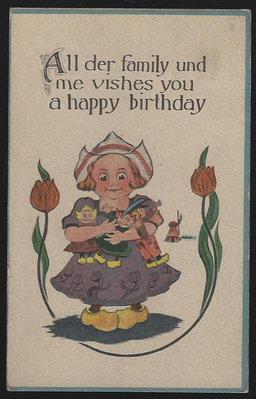 Postcard - Dutch Lady Happy Birthday Postcard