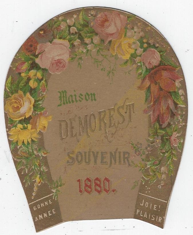 VICTORIAN DIE CUT HORSESHOE TRADE CARD FOR DEMOREST PATTERNS