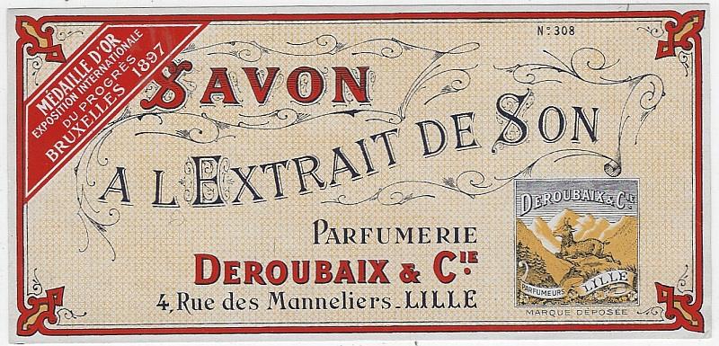 Advertisement - Vintage Label for Savon a L Extrait de Son, Lille, France Perfume