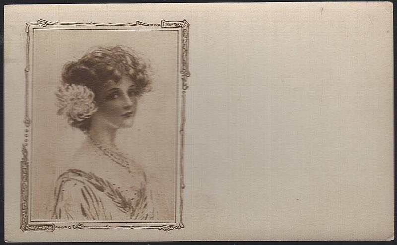 Postcard - Lovely Lady with Flower in Her Hair