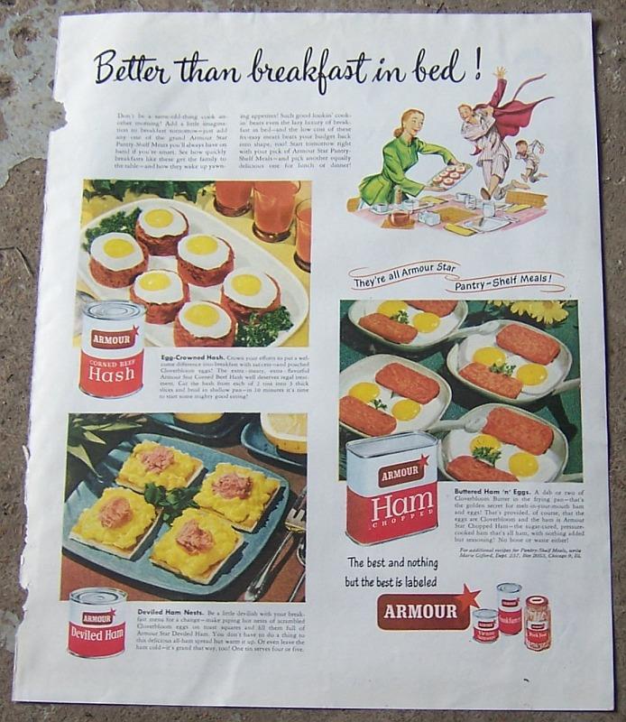 1948 ARMOUR'S STAR CANNED MEATS WOMAN'S HOME COMPANION MAGAZINE ADVERTISEMENT