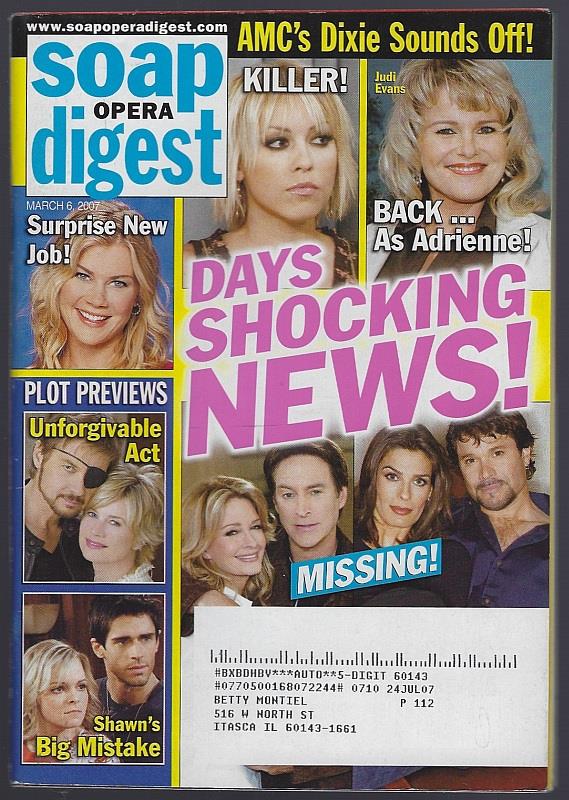 SOAP OPERA DIGEST MARCH 6, 2007