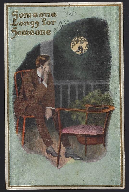 MAN LOOKING AT FULL MOON, SOMEONE LONGS FOR SOMEONE