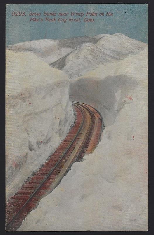 SNOW BANKS NEAR WINDY POINT ON THE PIKE'S PEAK COG ROAD, COLORADO