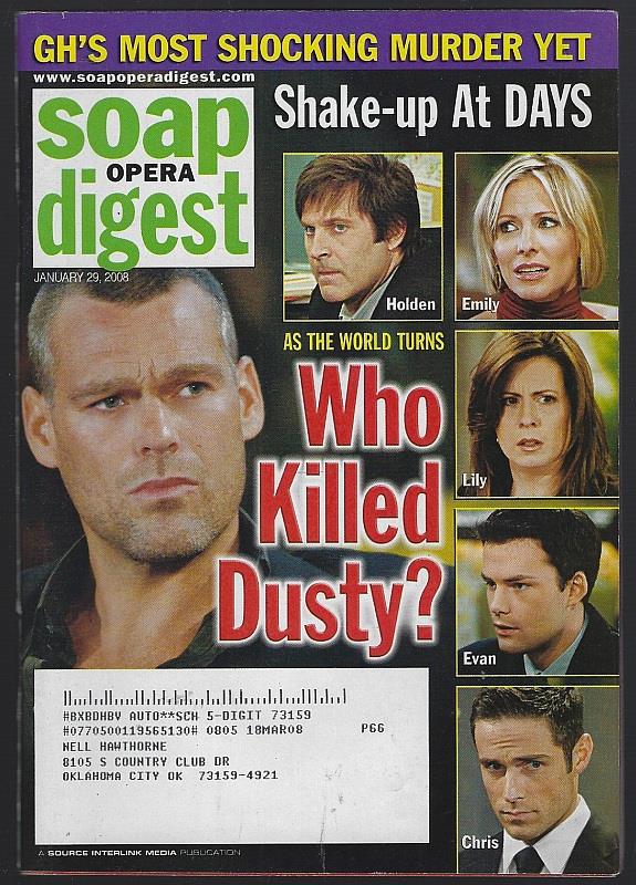 Image for SOAP OPERA DIGEST JANUARY 29, 2008 SOAP OPERA DIGEST JANUARY 29, 2008
