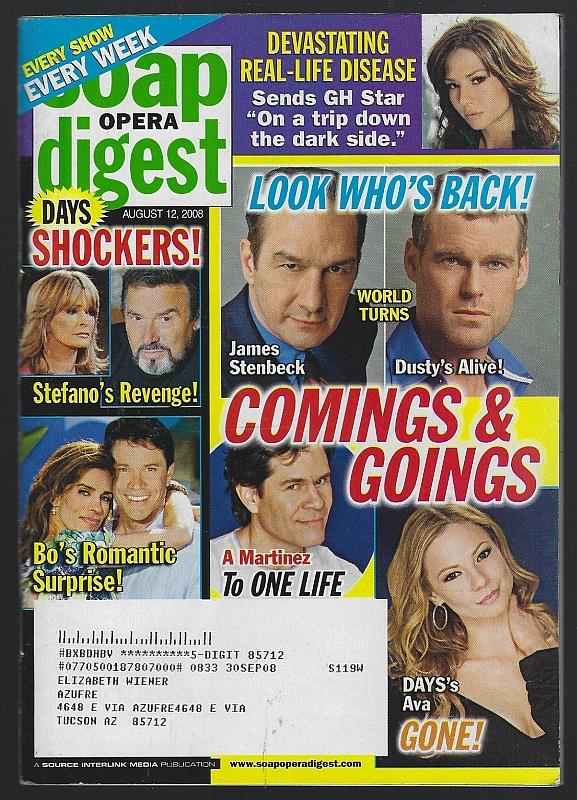 Image for SOAP OPERA DIGEST AUGUST 12, 2008 SOAP OPERA DIGEST AUGUST 12, 2008