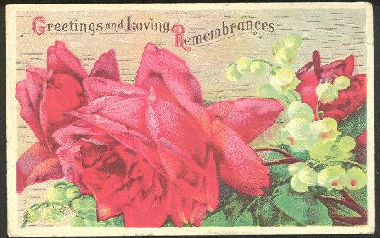 Image for GREETINGS AND LOVING POSTCARD WITH RED ROSE