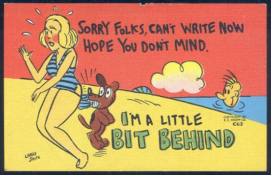 Image for COMIC POSTCARD OF LOVELY LADY AT BEACH
