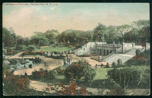 Postcard - Terrace and Fountain, Central Park, New York City, New York