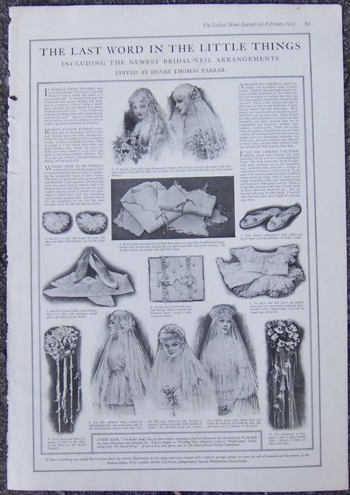 Image for 1917 LADIES HOME JOURNAL NEWEST BRIDAL VEIL ARRANGEMENTS PAGE