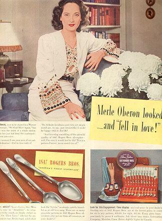 Advertisement - Merle Oberon 1847 Rogers Silverplate Magazine Advertisement