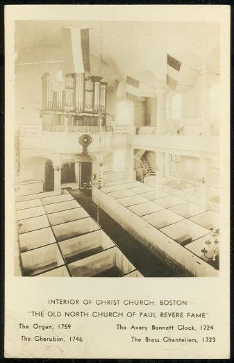 Postcard - Real Photo Postcard of Interior of Christ Church, Boston, Massachusetts