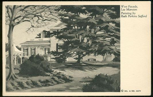 Postcard - West Facade Lee Mansion from a Painting By Ruth Perkins Safford