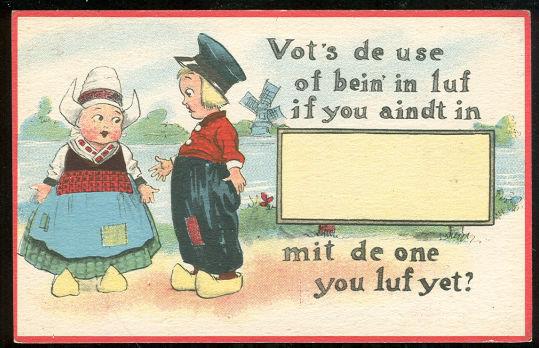 Postcard - Two Dutch Kids Bein' in Luf