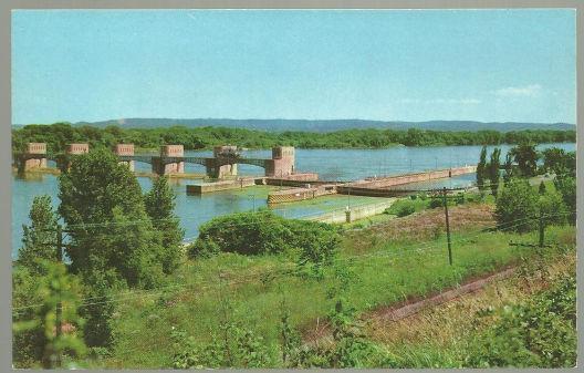 Postcard - U.S. Government Dam and Locks Along the Mississippi