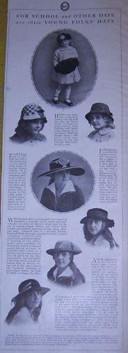 Image for 1916 LADIES HOME JOURNAL PAGE FOR SCHOOL AND OTHER DAYS ARE THESE YOUNG FOLKS' HATS