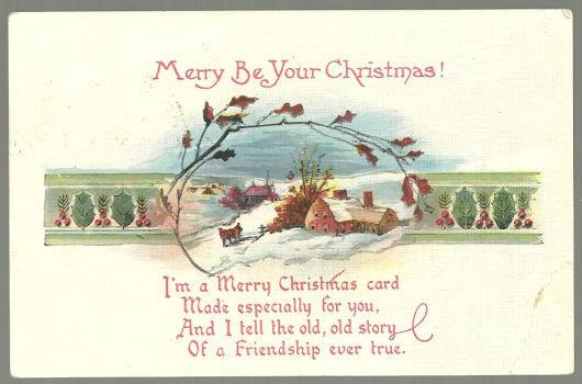 Postcard - Merry Be Your Christmas Postcard with Snowy Landscape