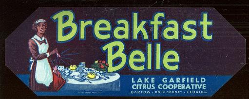 Image for BREAKFAST BELLE, LAKE GARFIELD CITRUS CO-OP CAN LABEL