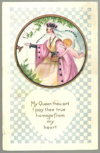 Postcard - Queen and Angel Among Evergreens