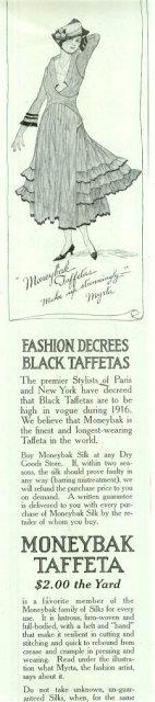 Image for 1916 LADIES HOME JOURNAL MONEYBAK BLACK TAFFETAS MAGAZINE ADVERTISEMENT