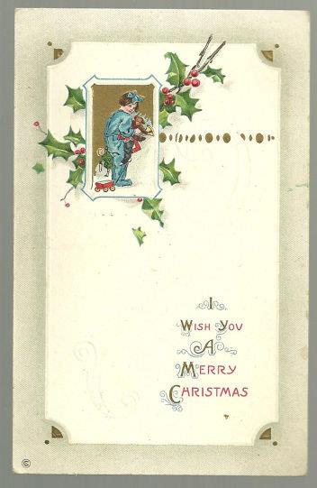 Postcard - Christmas Wish Postcard with Little Girl and Her Teddy Bear