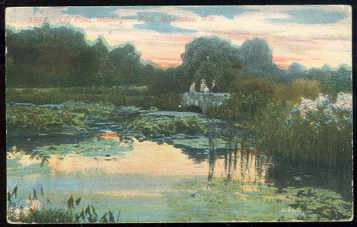 Postcard - Lily Pond, Washington Park, Milwaukee, Wisconsin