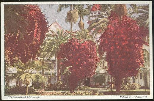 Postcard - Patio, Hotel Del Coronado, Coronado Beach, California