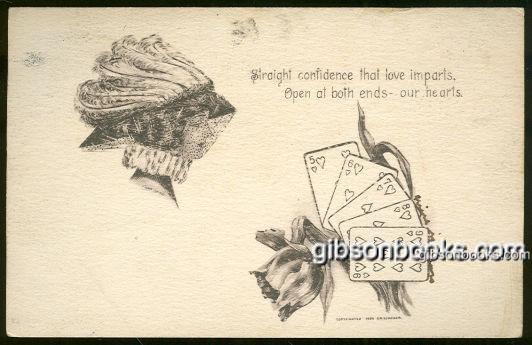 Postcard - Lovely Lady Holding a Straight Heart Bouquet